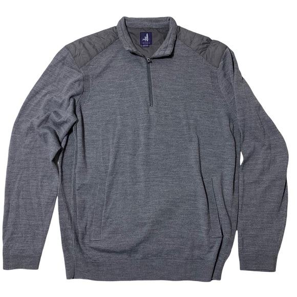 Johnnie-o 50% Merino Wool Quarter Zip Sweater Pullover Gray Mens Size M - Picture 1 of 6